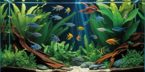L'immagine fotorealistica di un acquario tropicale a rappresentare la gestione dell'acquario in estate